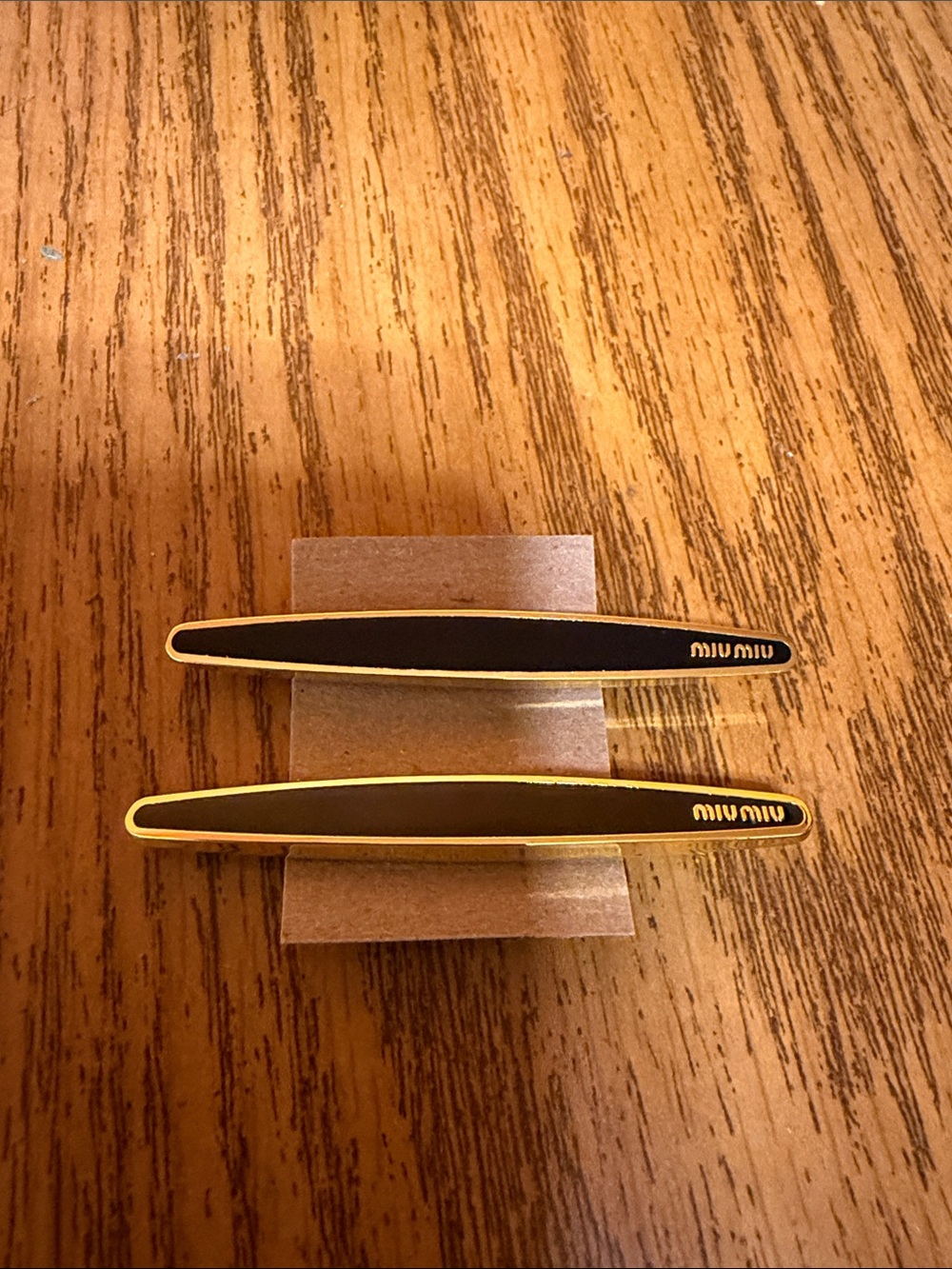 Miu Miu Black and Yellow Enamel Cuff Link Set